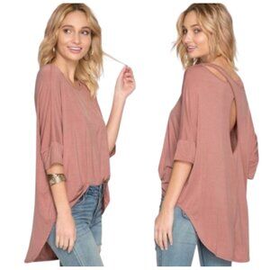 Half Sleeve High Low Top Cutout Back